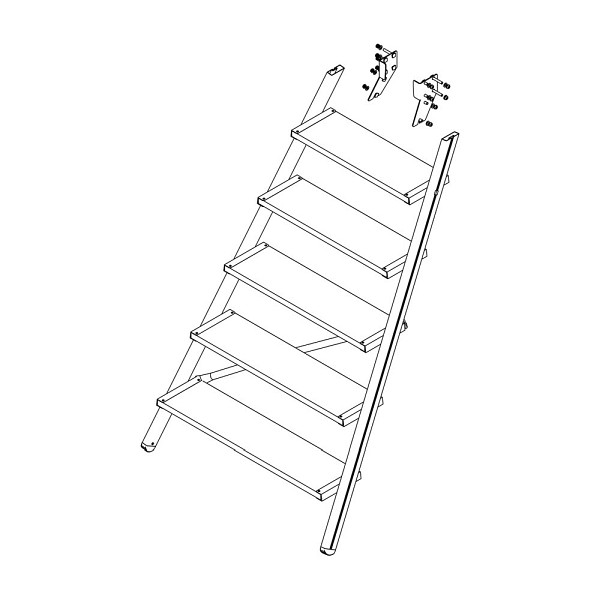 Munk Günzburger Steigtechnik Aufstieg Podesttreppe 6 Stufen inkl. Montagesatz, Korundbeschichtung, 800056
