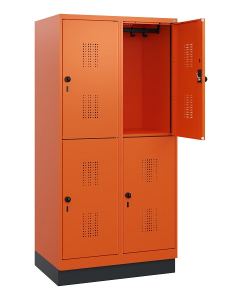 C+P Doppelstöckiger Spind Evolo PLUS, Sockel, 4 Fächer, 1630x800x500mm, 2004/200, Drehriegel, 0493205-22 S10030