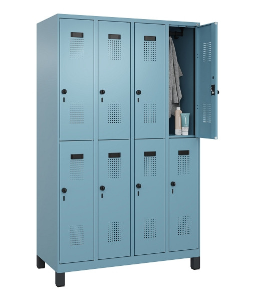 C+P Doppelstöckiger Spind Evolo PLUS, mit Füßen, 8 Fächer, 1950x1200x500mm, 001, Drehriegel, 049310-40 S10021