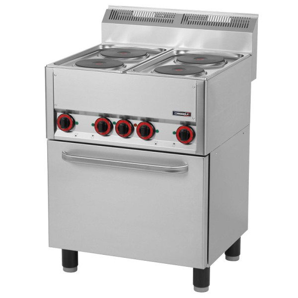 Casselin Elektroherd mit 4 Kochstellen und belüftetem Elektrobackofen GN 1/1 66 - Linie 600, C6FOE4FFEV66