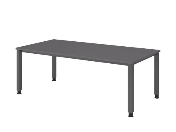 Hammerbacher Schreibtisch 4-Fuß eckig 200x100cm Graphit, Rechteckform, Arbeitshöhe 68-83,5 cm, VQS2E/G/G