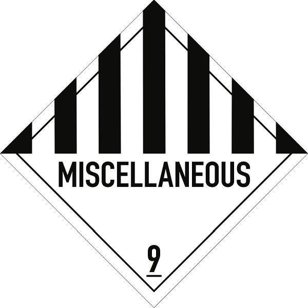 Moedel Gefahrzettel Klasse 9 Text MISCELLANEOUS, Papier, 100x100 mm, VE: 1000 Stück/Rolle, 66112