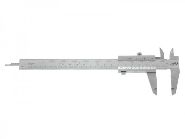 HELIOS PREISSER Taschenmessschieber, für Linkshänder, rostfreier Stahl, verchromt, Festellschraube, 1/20 1/128", Messbereich 0 - 150 mm, 182501