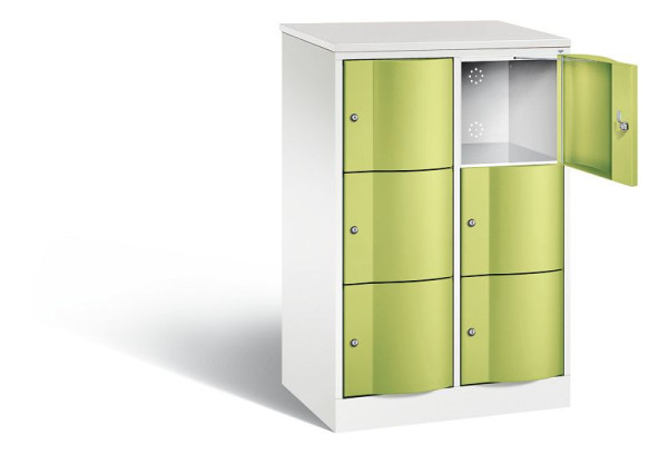 C+P Schließfachschrank Resisto, H1255xB772xT540mm, Farbe: Verkehrsweiß / Viridingrün, 8573-272 S10480