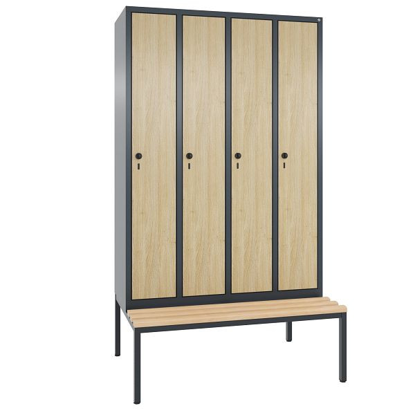 C+P Spind Evolo, 4 Abteile, H2090xB1190xT815 mm, Anthrazit/HPL Eiche, 48050-40 S11011