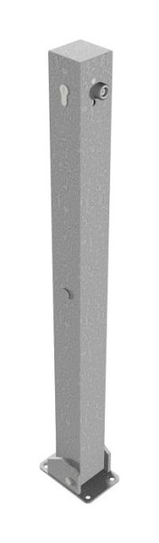 Schake Absperrpfosten Typ 470UZ umlegbar, zum Aufdübeln, mit Profilzylinder, 70x70mm, feuerverzinkt mit 1 Öse, 470UZ+1