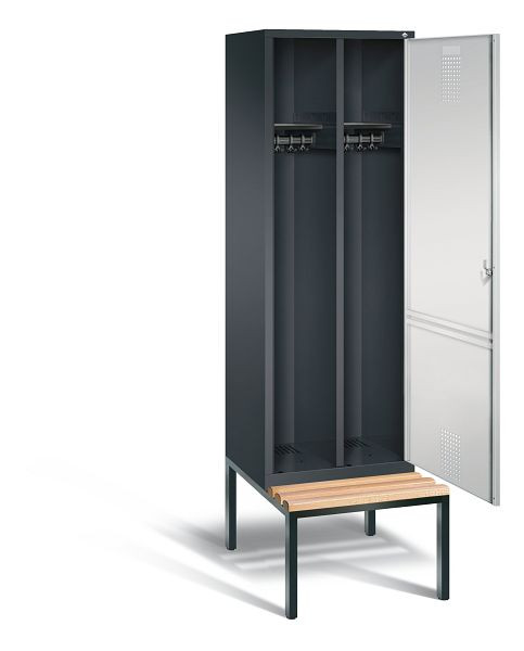 C+P Schwarz-Weiss-Spind Evolo, H2090xB610xT500mm, Farbe: Schwarzgrau / Lichtgrau, 48250-20 S10014