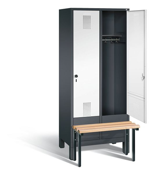 C+P Garderobenschrank Evolo, H1850xB810xT815mm, Farbe: Schwarzgrau / Verkehrsweiß, 48030-22 S10105