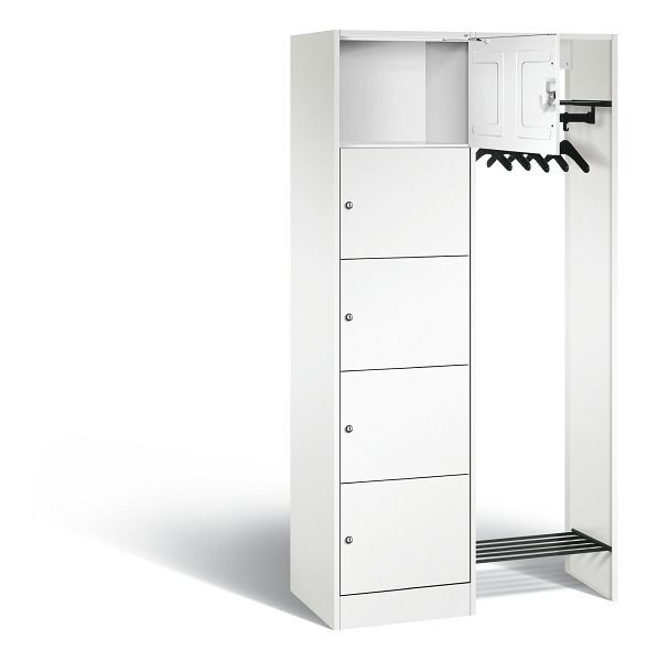 C+P Offene Garderobe Serie 8070, H1950xB960xT480mm, Farbe: Verkehrsweiß, 82700-00 S10352