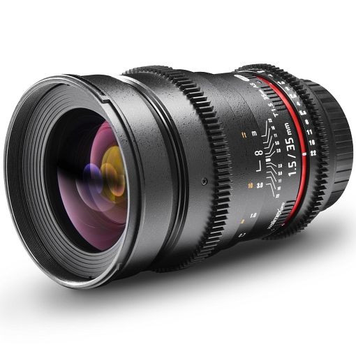 Walimex pro 35/1,5 Video DSLR Objektiv für Nikon, inkl. Gegenlichtblende, Objektivdeckel und Objektivtasche, 1018712