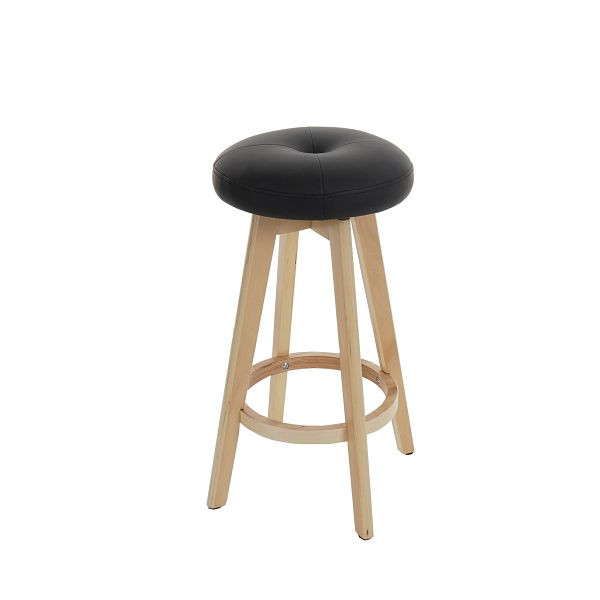 Mendler 2er-Set Barhocker Navan, Barstuhl Tresenhocker, Holz Kunstleder drehbar, schwarz, helle Beine, 2x45389