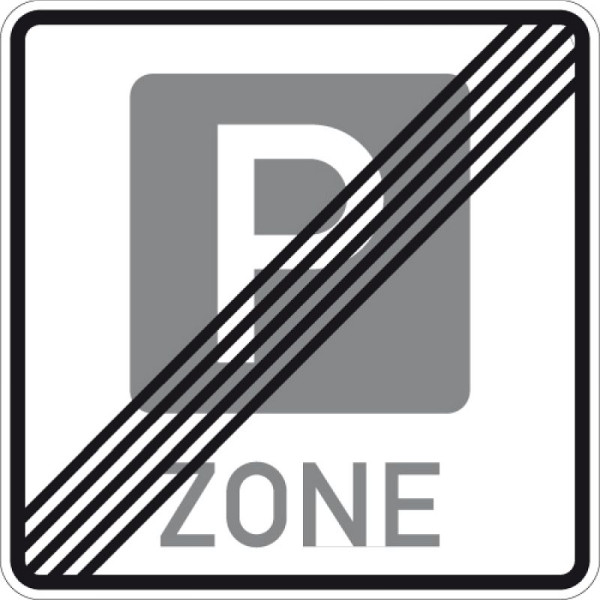 Stein HGS Ende einer Parkraumbewirtschaftungszone Nr. 314.2, 840 x 840 mm, RA2, Flachform 3 mm, 314.2-223