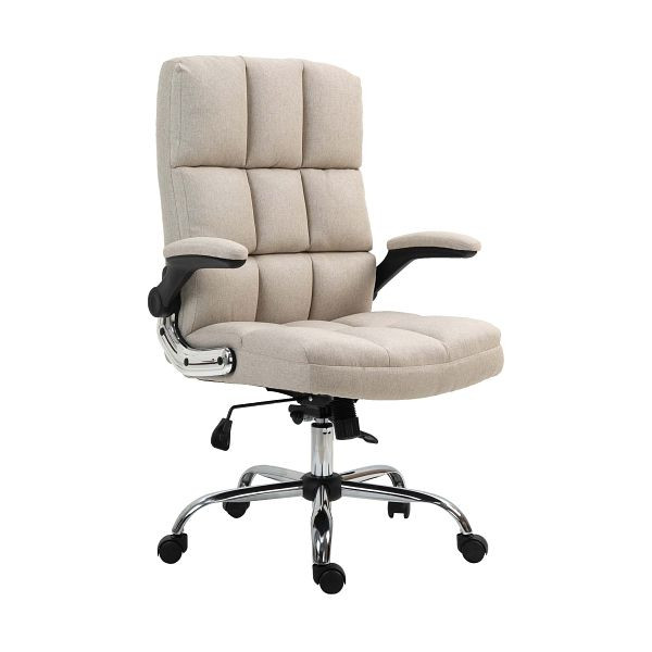 Mendler Bürostuhl HWC-J21, Chefsessel Drehstuhl Schreibtischstuhl, höhenverstellbar, Stoff/Textil hellbraun, 75494