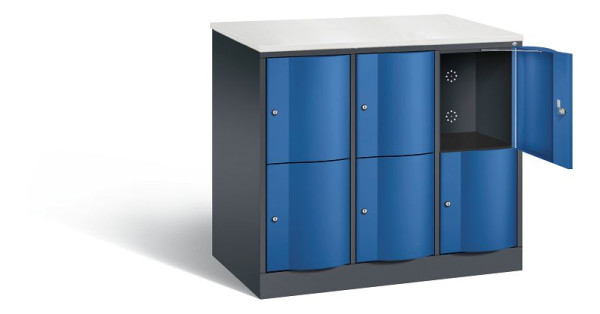 C+P XL-Schließfachschrank Resisto, H1077xB1148xT640mm, Farbe: Schwarzgrau / Enzianblau, 8472-373 S10054