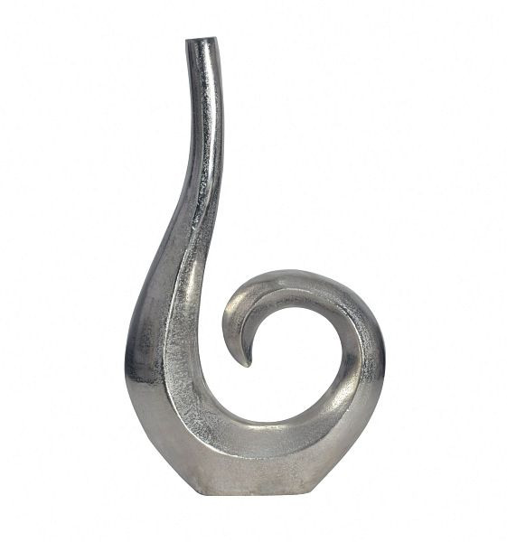 Wohnling Deko Vase 47cm Aluminium Silber Spirale Blumenvase Modern Klein, Alu Tischvase Wohndeko Tischdeko Handgefertigt, WL7.199