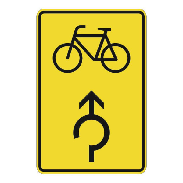 Stein HGS Vorwegweiser für Radverkehr im Kreisverkehr, geradeausweisend Nr. 442-33, 600 x 900 mm, RA1, Flachform 2, 442-33.0010