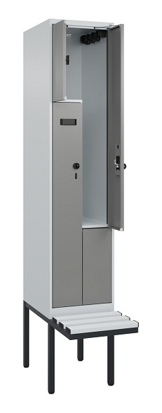 C+P Z-Spind Evolo PLUS, Bank, 2 Fächer, 2120x400x815mm, 7035/0004, Drehriegel, Material Sitzfläche Kunststoff, 0490437-122 S10068
