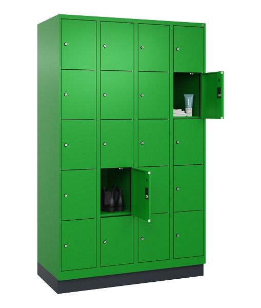 C+P Schließfachschrank Evolo PLUS, mit Sockel, 20 Fächer, 1950x1200x500mm, 6037/6037 Reingrün, 049020-405 S10026