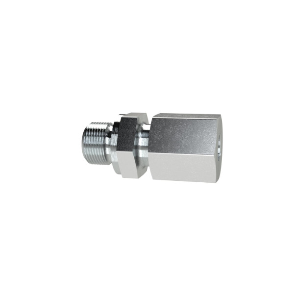 Riegler Gerade Einschraubverschraubung, M22x1,5 außen, Rohr-Außen-Ø 16 mm, PN max. 400 bar, SW1 30, SW2 27, Stahl verzinkt, weichdichtend, 159558