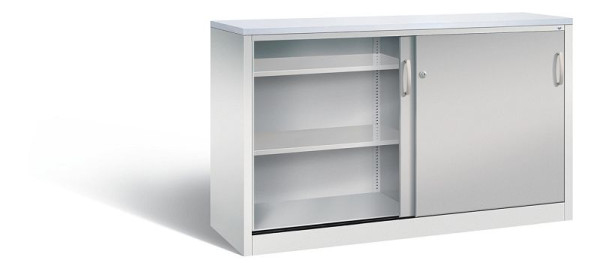 C+P Sideboard mit Schiebetüren Acurado, H1000xB1600xT500mm, Farbe: Lichtgrau / Weißaluminium, Bügelgriff, 2156-00 S10098