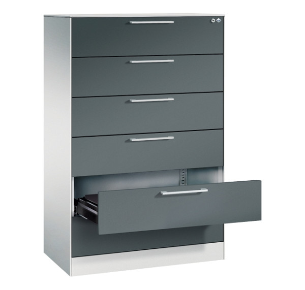 C+P Karteischrank Asisto, H1310xB800xT435mm, 7035/7016, 5 Schubladenblenden, 146023-623 S10187