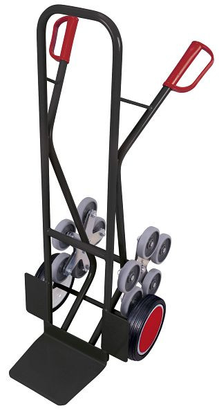 VARIOfit Treppenkarre mit 2 fünfarmigen Radsternen, Außenmaß: 610 x 675 x 1.310 mm, RAL 7016 anthrazitgrau, Radsatz: Vollgummibereifung, sk-710.222/AG