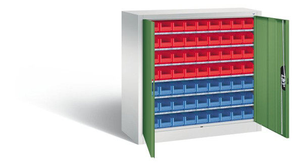 C+P Magazinschrank Serie 13, H1000xB1000xT420mm, Farbe: Lichtgrau / Resedagrün, 133944-24 S10013