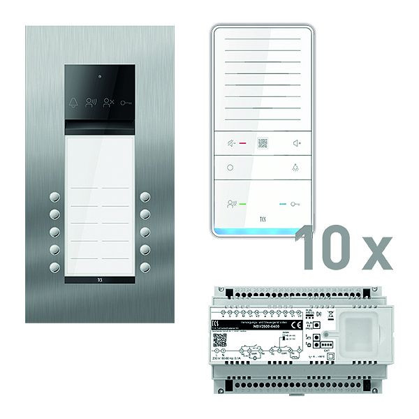 TCS Türkontrollsystem audio: pack PRO 10WE Außenstation ASU 10T UP 10x Freisprecher ISW6031 Steuergerät, PAUF102/006