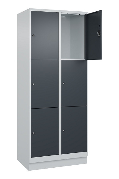 C+P Schließfachschrank Evolo PLUS, mit Sockel, 6 Fächer, 1950x800x500mm, 7035/70, Frontfarbe RAL 7016 Anthrazitgrau, 049020-223 S10012