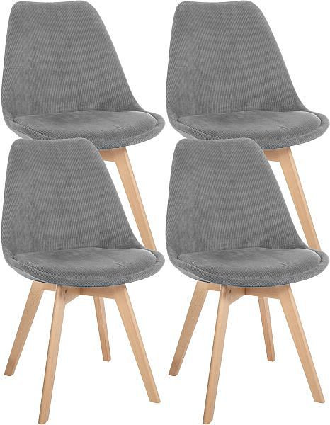 CLP 4er Set Stuhl Linares Cord, grau, 323773, 4255716313524