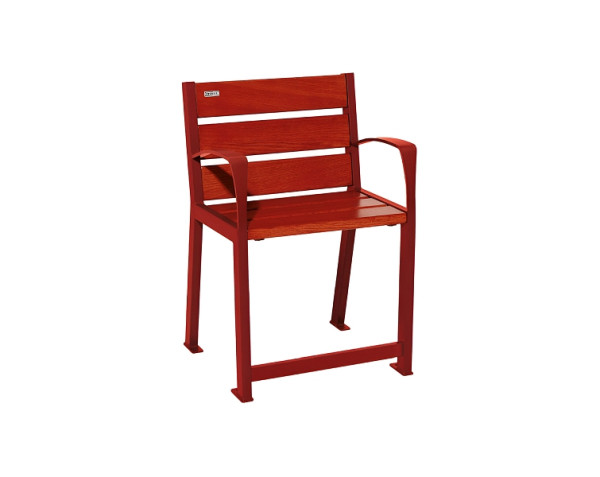 Procity Stuhl Silaos Für Senioren 6 Holzlatten, Mit Armlehne, Holz & Stahl, Mahagoni/RAL 3004, 209620.3004.ACAJ