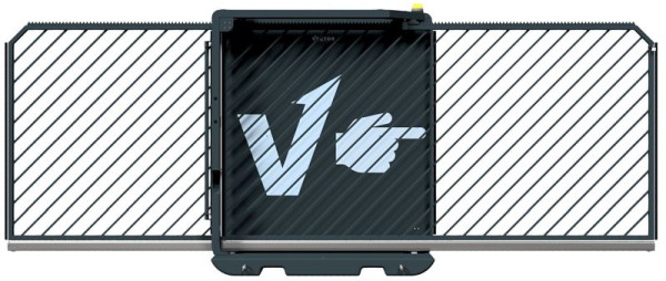 SCHAKE-VECTOR Faltbares Schiebetor V-Gate-Simple, verzinkt + schwarz-matt pulverbeschichtet, ohne Zutrittskontrolle, mit Laserscanner, VPSEL24SOB0337