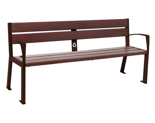 Procity Sitzbank Silaos® 5 Leisten, Mit Armlehne, Stahl & Recycling-Kunststoff, RAL 8017, 209514.8017