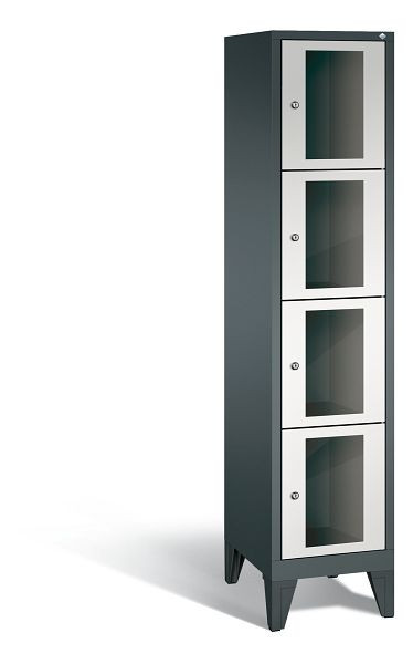 C+P Schließfachschrank Classic, 4 Fächer, H1850xB420xT500 mm, Anthrazit/Grau, 8010A124 S10024