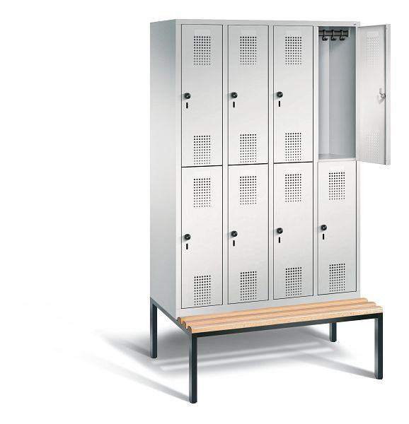 C+P Spind doppelstöckig Evolo, H2090xB1190xT815mm, Farbe: Lichtgrau, 48350-40 S10024