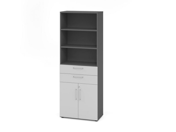 Hammerbacher Kombischrank 80cm, 6OH, 968K2, Korpus: Graphit / Front: Grau, V968K2/G/5/BS