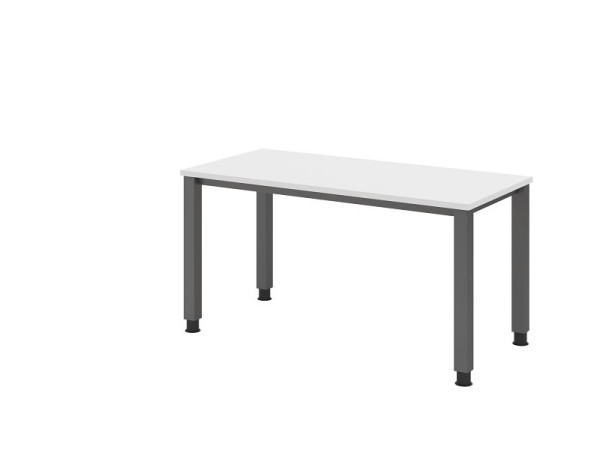 Hammerbacher Schreibtisch QS614, 140 x 67 cm, Platte: Weiß, 25 mm dick, 4-Fuß-Gestell in Graphit (ähnlich RAL 7012), Arbeitshöhe 68,5-81cm, VQS614/W/G