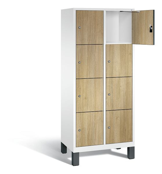 C+P Schließfachschrank Evolo, H1850xB810xT500mm, Farbe: Verkehrsweiß / Dekor Eiche Sereno, 48010-224 S10192