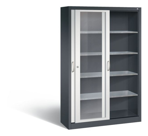 C+P Schiebetürenschrank Acurado, H1950xB1200xT400mm, Farbe: Schwarzgrau / Lichtgrau, Bügelgriff, 2049-055 S10043