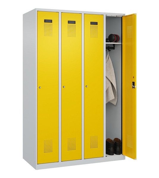 C+P Spind Evolo PLUS, 4 Abteile, 1850x1200x500mm, 7035/1023, Verschluss Zylinderschloss, Ablageböden 4, 049000-40 S10028