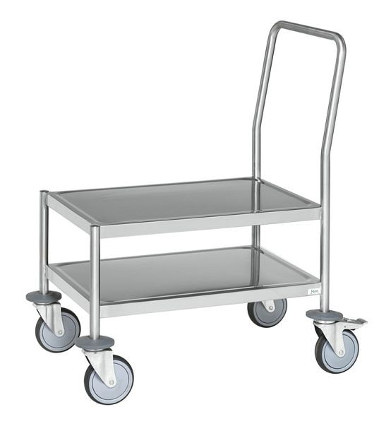 Kongamek Rostfreier Trolley-Tisch, 2-Niveau-Griff, Plattformwagen, C3, 1050 x 550 x 905 mm, KM60363MR-3-S
