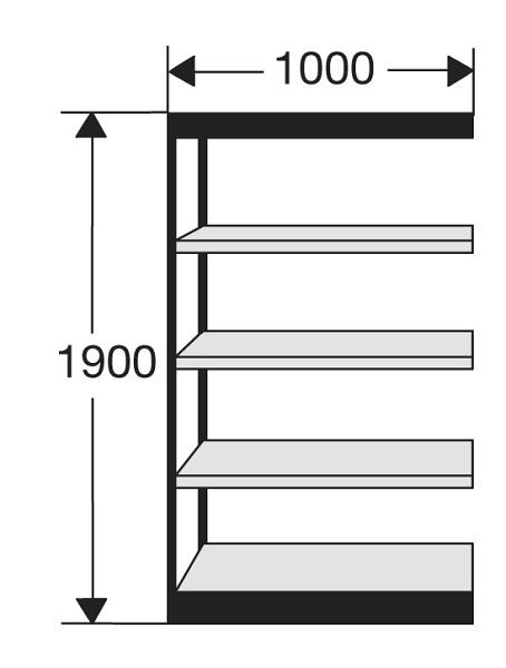 Kerkmann Büro-Regal Progress 2000, B 1000 x T 300 x H 1900 mm, schwarz/lichtgrau, 50211115