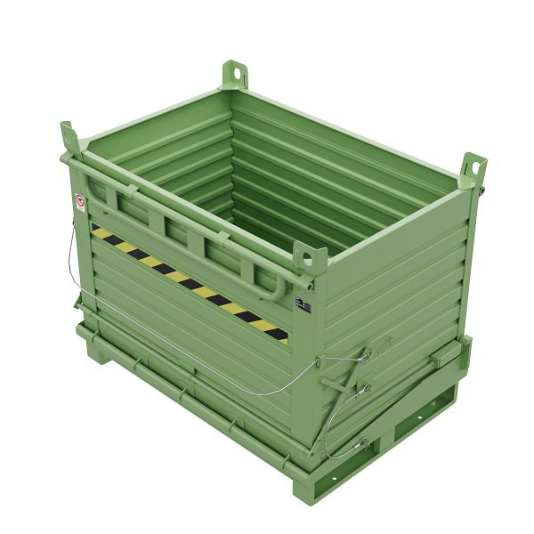 Sall Klappbodenbehälter aus Stahl – 1 Bodenklappe SL1, 100 x 80 x 91 cm, Grün, SL154AV