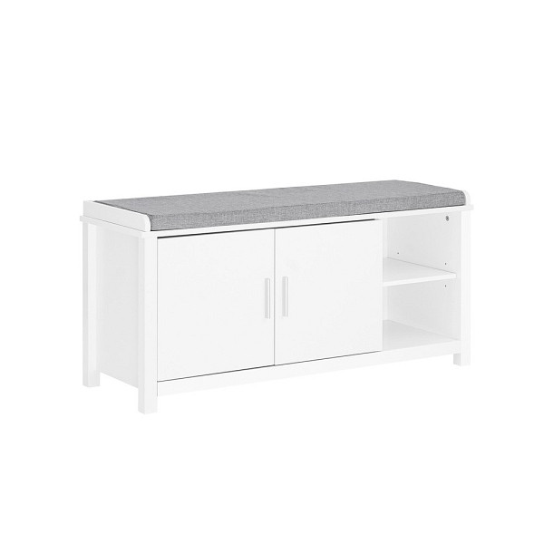 SoBuy Schuhbank mit 2 Türen Weiß 100x35x51 cm, Klassisch, FSR168-W
