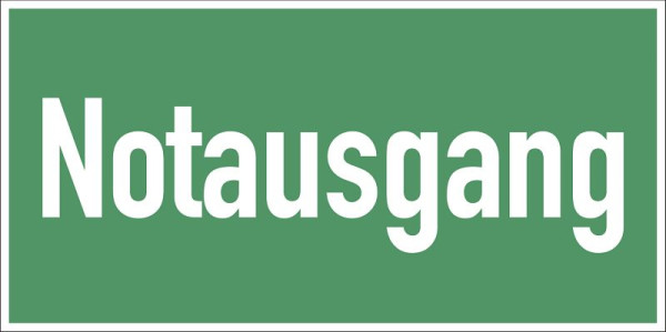 Moedel Notausgang, Textschild, Folie, 297x105 mm, 98497