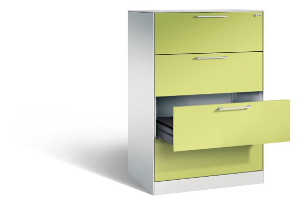 C+P Karteischrank Asisto, H1310xB800xT600mm, Farbe: Lichtgrau / Viridingrün, Bügelgriff, 146223-422 S10104