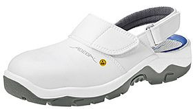 ABEBA ESD-Sicherheitsschuhe anatom Clog weiß ESD, SB, Ristbereich verstellbar, mit Gummizug, Fersenriemen feststehend, verstellbar, Mikrofaser, 32120-40