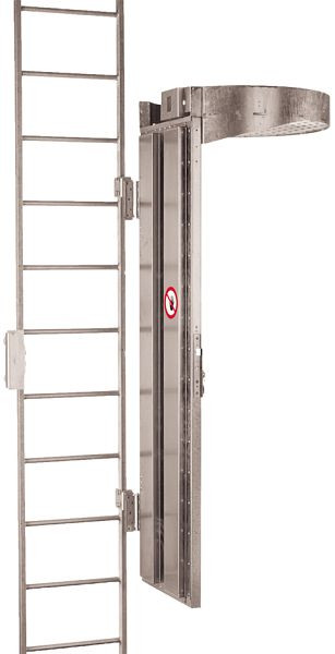 HYMER Aufstiegssperre mit Deckel, abschließbar, Stahl verzinkt, Scharnieranbindung rechts, 20010315