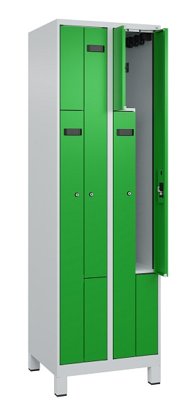 C+P Z-Spind Evolo PLUS, Füße, 4 Fächer, 1950x600x500mm, 7035/6037, Zylinderschloss, 049013-204 S10039