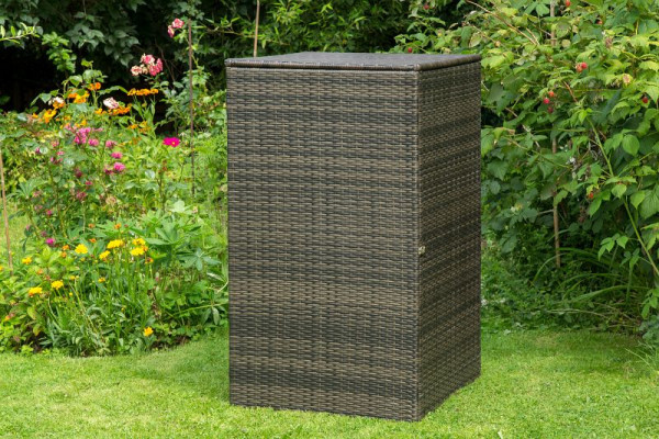 Merxx Mülltonnenabdeckung, 64 x 64 x 109 cm, braun, Stahlgestell mit Kunststoffgeflecht, 28945-210